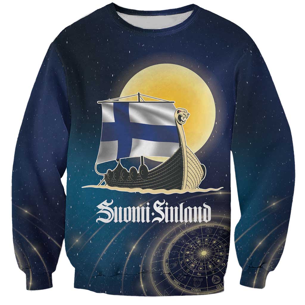 Personalized Finland Drakkar Vikings Sweatshirt Longships with Vegvisir