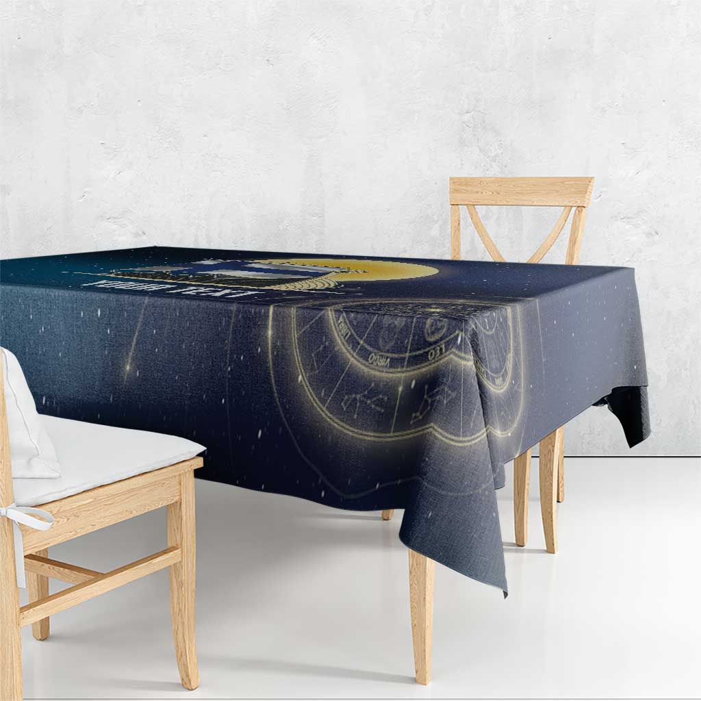 Personalized Finland Drakkar Vikings Tablecloth Longships with Vegvisir