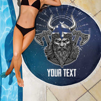 Personalized Finland Drakkar Vikings Beach Blanket Suomi Viking Warrior