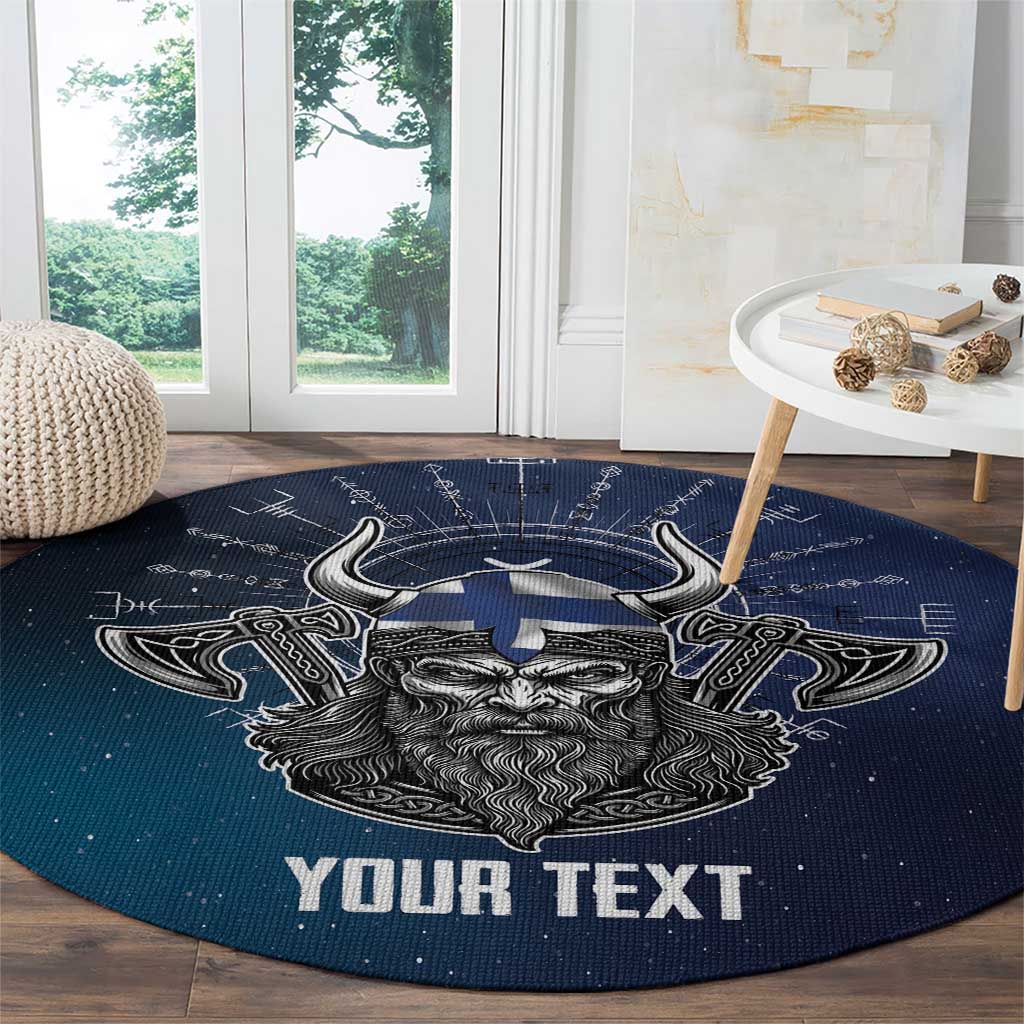 Personalized Finland Drakkar Vikings Round Carpet Suomi Viking Warrior