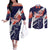 Custom United States American Football Couples Matching Off The Shoulder Long Sleeve Dress and Long Sleeve Button Shirt USA Go Champions Sporty Style