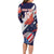 Custom United States American Football Family Matching Long Sleeve Bodycon Dress and Hawaiian Shirt USA Go Champions Sporty Style