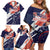 Custom United States American Football Family Matching Off Shoulder Short Dress and Hawaiian Shirt USA Go Champions Sporty Style