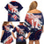 Custom United States American Football Family Matching Off Shoulder Short Dress and Hawaiian Shirt USA Go Champions Sporty Style