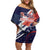 Custom United States American Football Family Matching Off Shoulder Short Dress and Hawaiian Shirt USA Go Champions Sporty Style