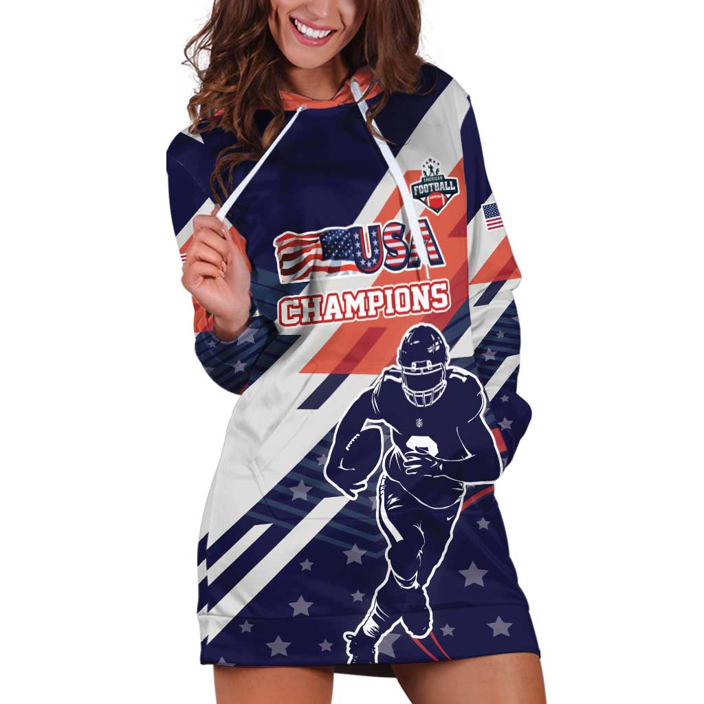 Custom United States American Football Hoodie Dress USA Go Champions Sporty Style