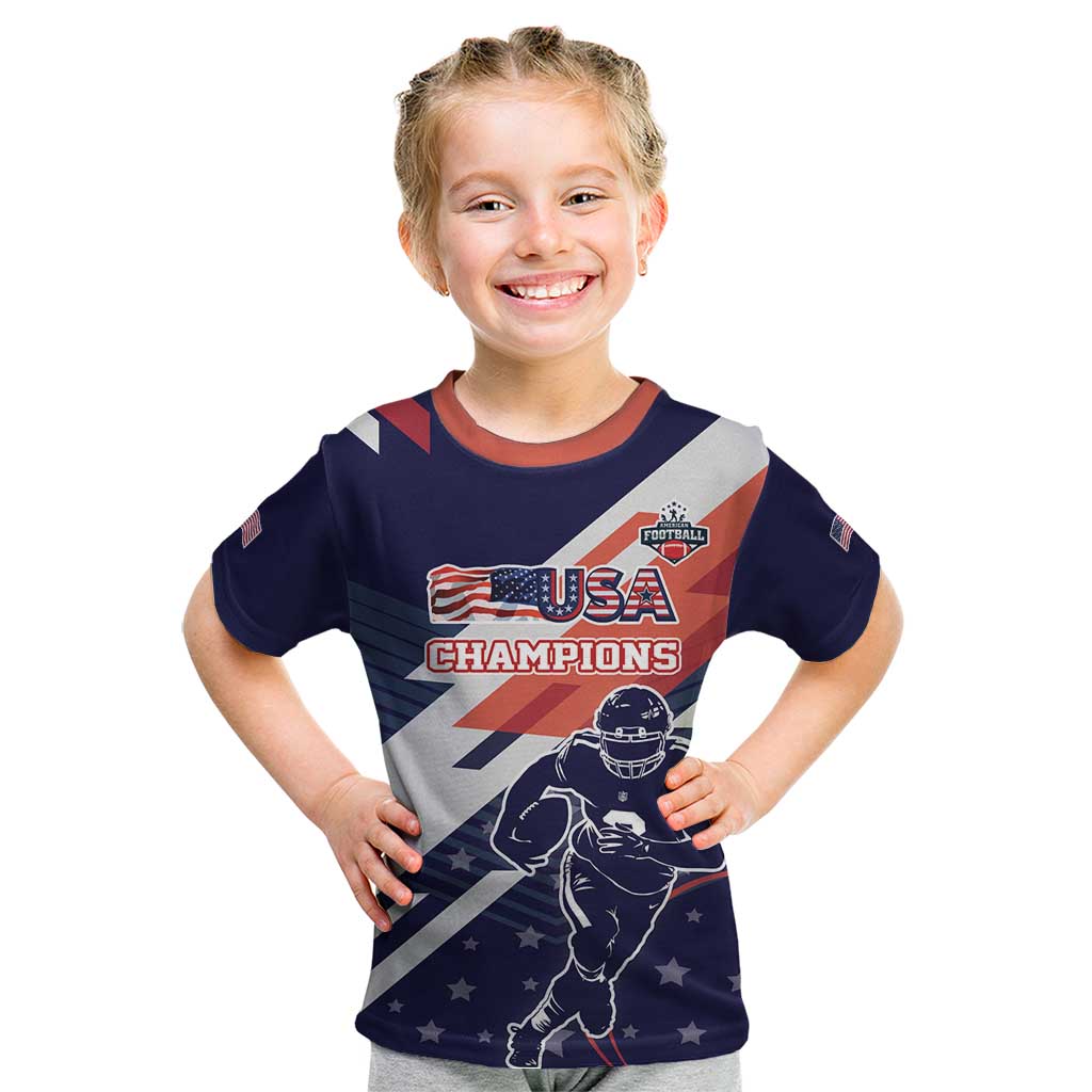 Custom United States American Football Kid T Shirt USA Go Champions Sporty Style