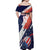 Custom United States American Football Off Shoulder Maxi Dress USA Go Champions Sporty Style