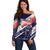 Custom United States American Football Off Shoulder Sweater USA Go Champions Sporty Style