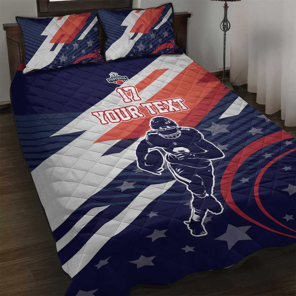 Custom United States American Football Quilt Bed Set USA Go Champions Sporty Style