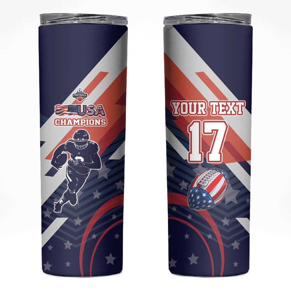 Custom United States American Football Skinny Tumbler USA Go Champions Sporty Style