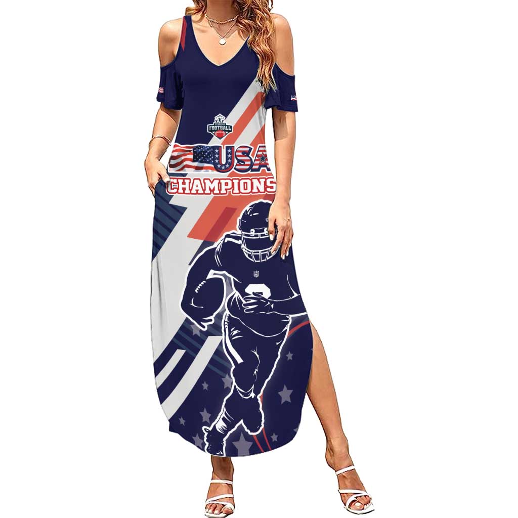 Custom United States American Football Summer Maxi Dress USA Go Champions Sporty Style