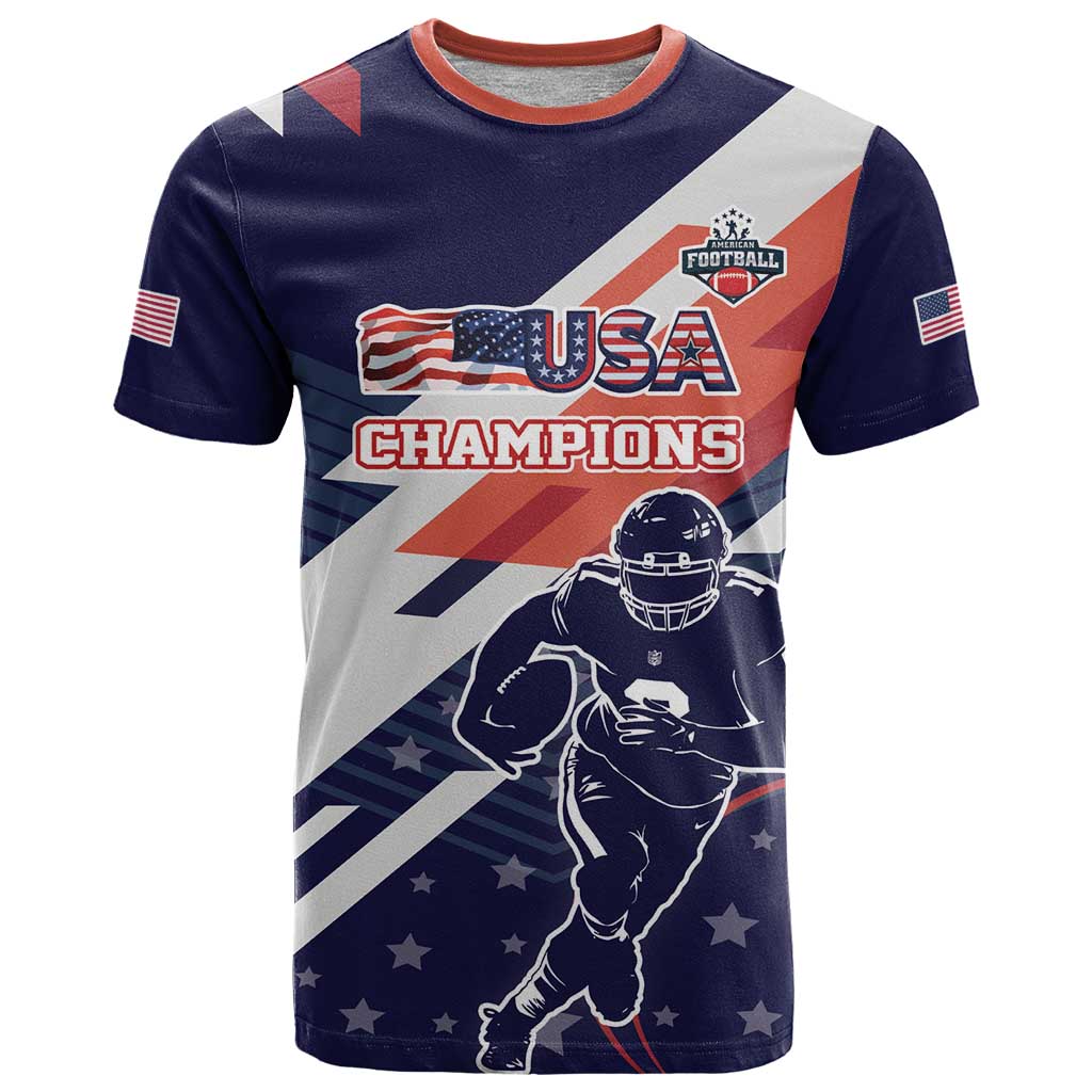 Custom United States American Football T Shirt USA Go Champions Sporty Style