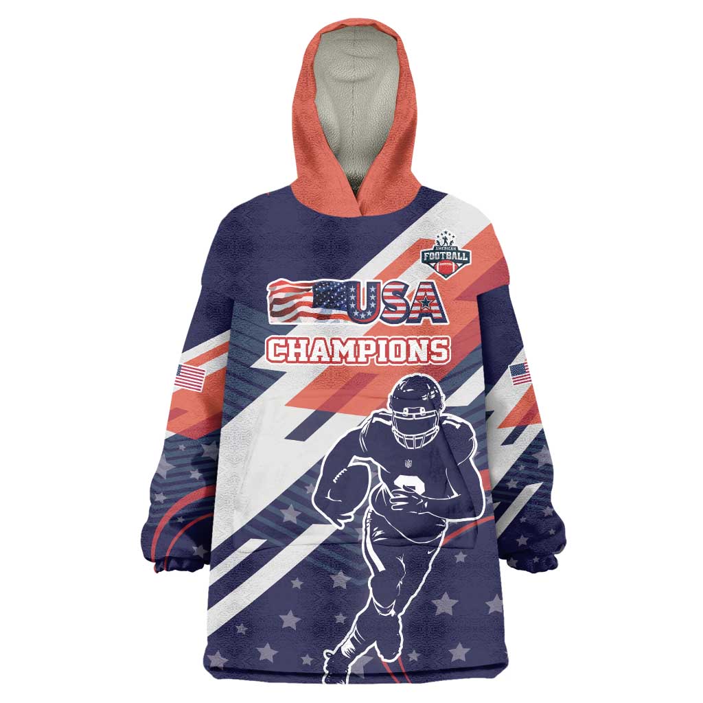 Custom United States American Football Wearable Blanket Hoodie USA Go Champions Sporty Style