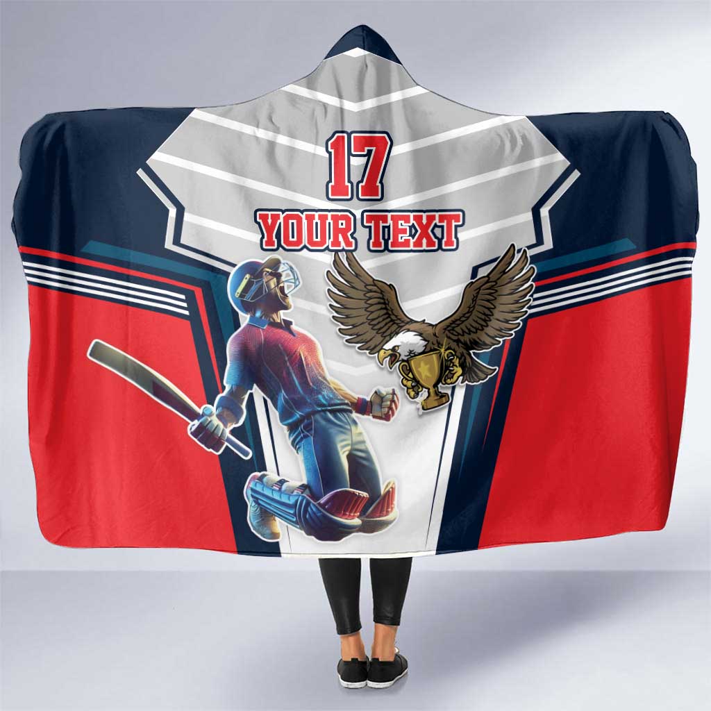 Custom United States Cricket Hooded Blanket USA Go Champions and Eagle Mascot Style