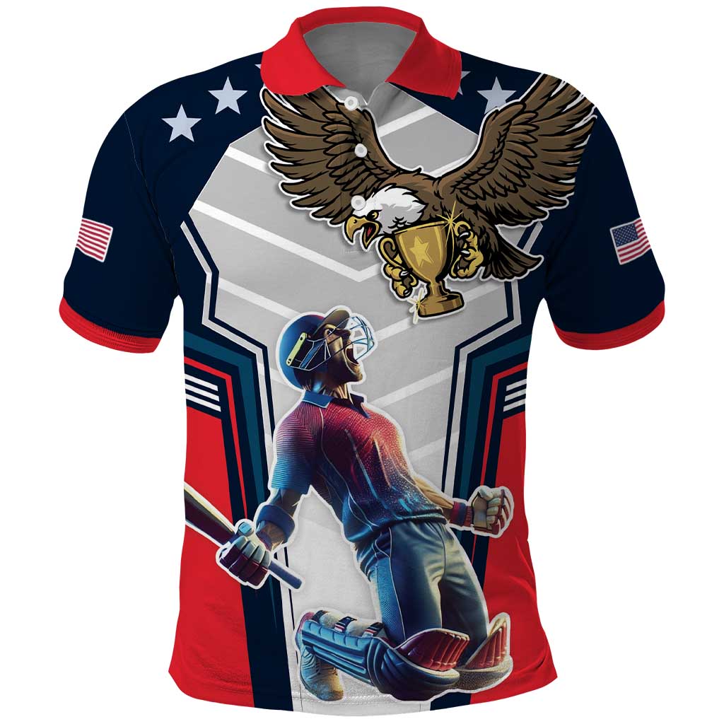 Custom United States Cricket Polo Shirt USA Go Champions and Eagle Mascot Style