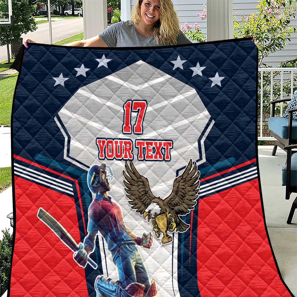 Custom United States Cricket Quilt USA Go Champions and Eagle Mascot Style