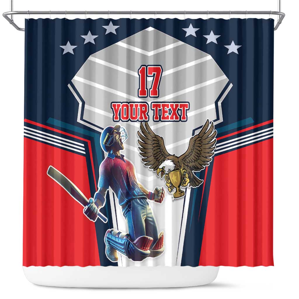 Custom United States Cricket Shower Curtain USA Go Champions and Eagle Mascot Style