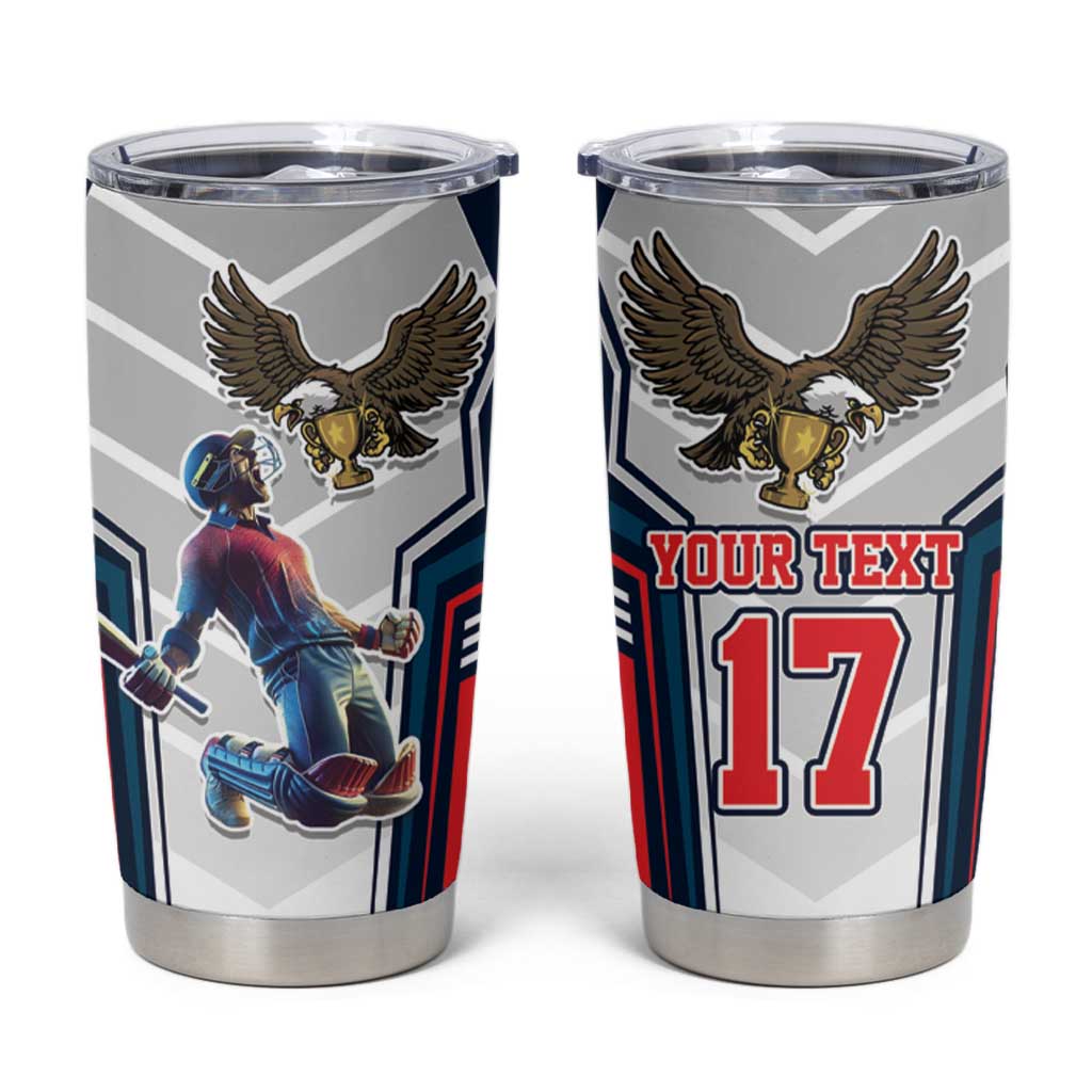 Custom United States Cricket Tumbler Cup USA Go Champions and Eagle Mascot Style