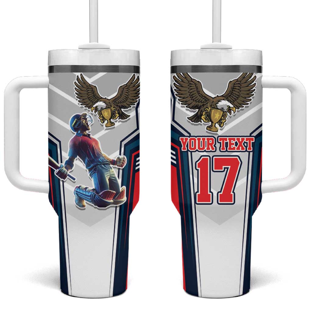 Custom United States Cricket Tumbler With Handle USA Go Champions and Eagle Mascot Style