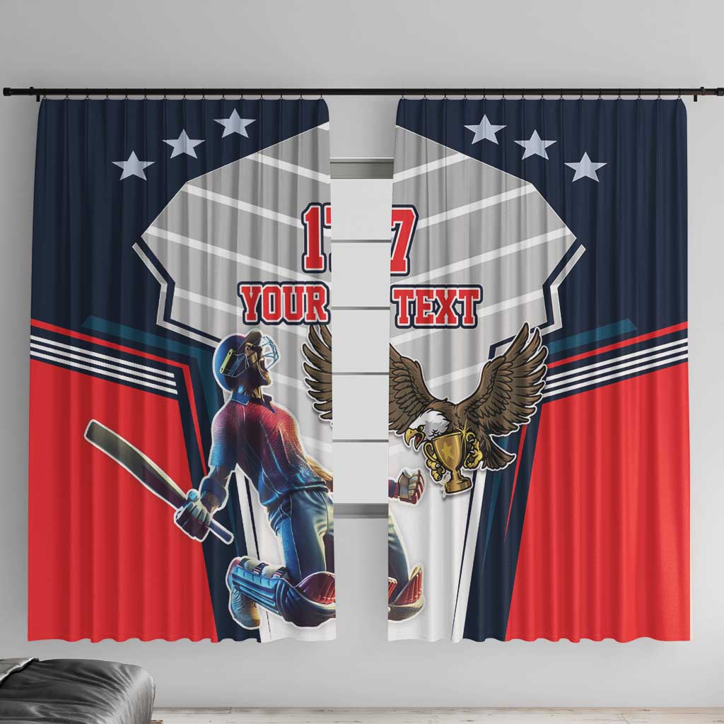 Custom United States Cricket Window Curtain USA Go Champions and Eagle Mascot Style