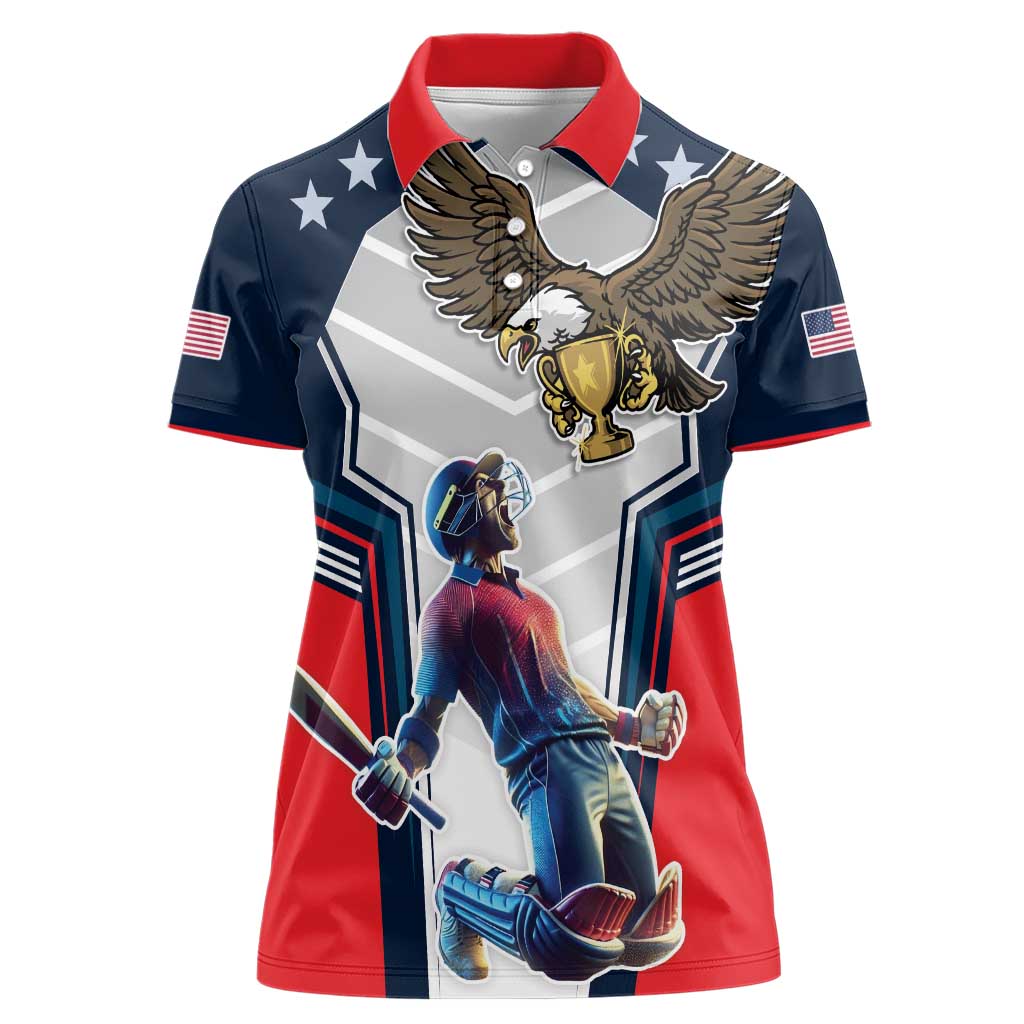 Custom United States Cricket Women Polo Shirt USA Go Champions and Eagle Mascot Style