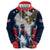 Custom United States Cricket Zip Hoodie USA Go Champions and Eagle Mascot Style