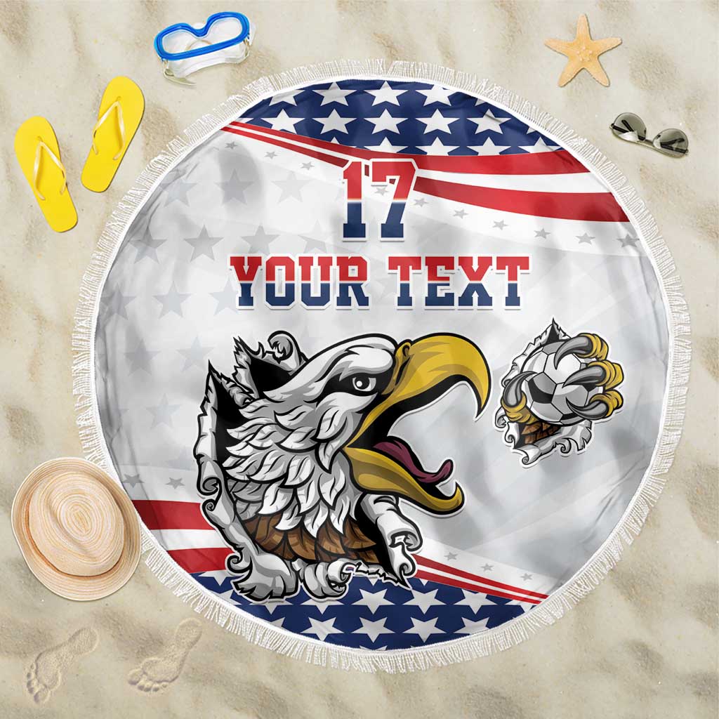 Custom United States Soccer Beach Blanket USA Eagle Mascot Style