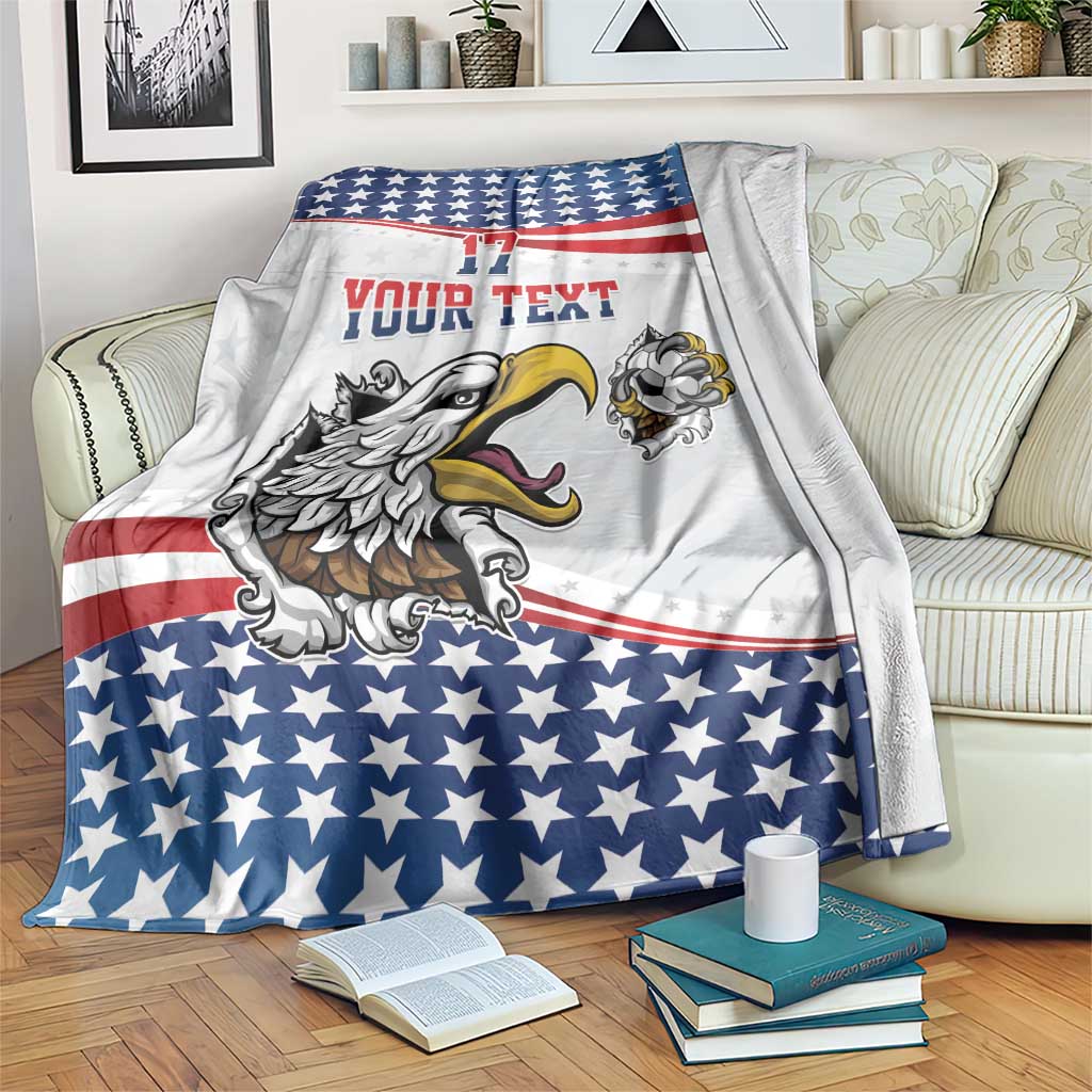 Custom United States Soccer Blanket USA Eagle Mascot Style