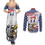 Custom United States Soccer Couples Matching Summer Maxi Dress and Long Sleeve Button Shirt USA Eagle Mascot Style