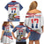 Custom United States Soccer Family Matching Off Shoulder Short Dress and Hawaiian Shirt USA Eagle Mascot Style