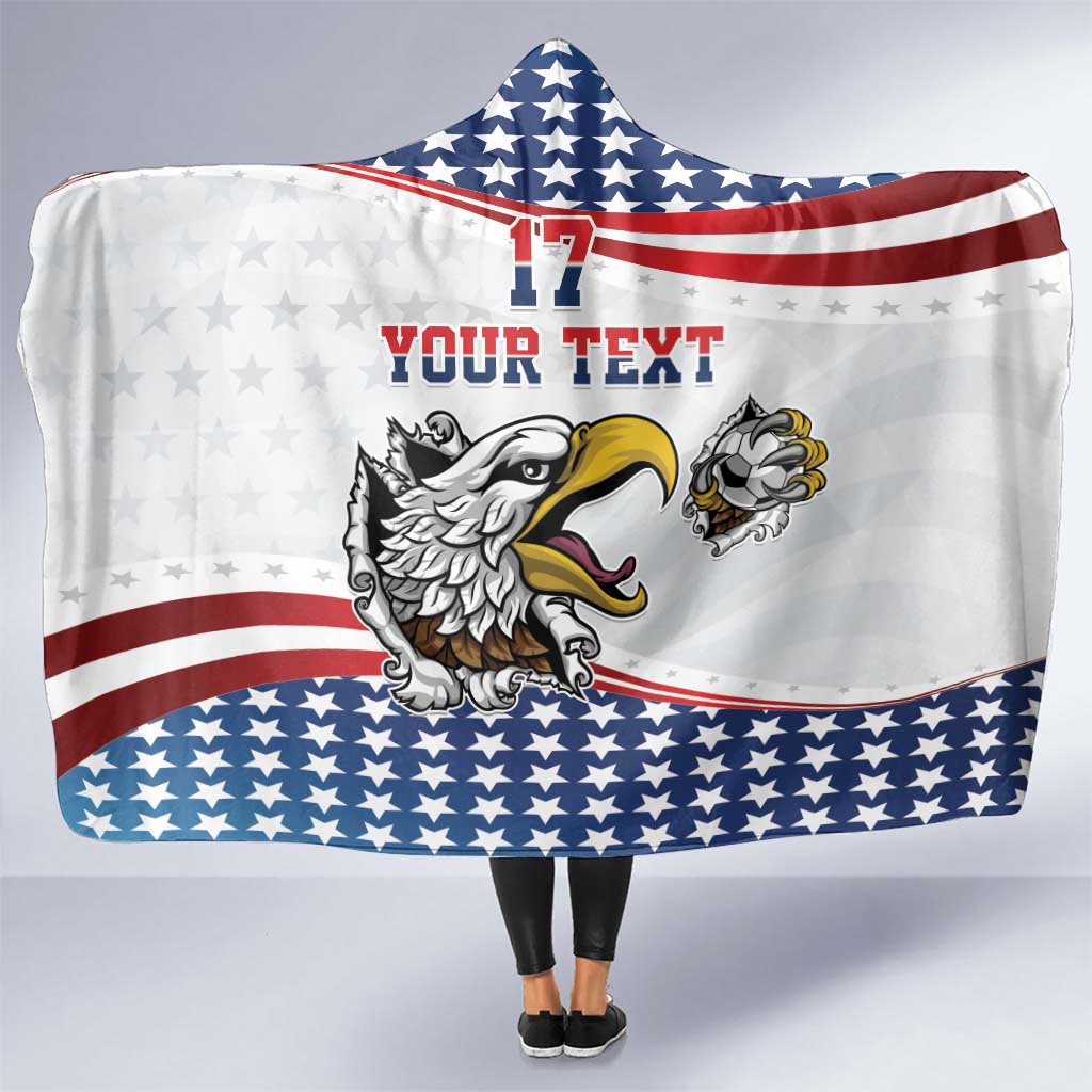 Custom United States Soccer Hooded Blanket USA Eagle Mascot Style