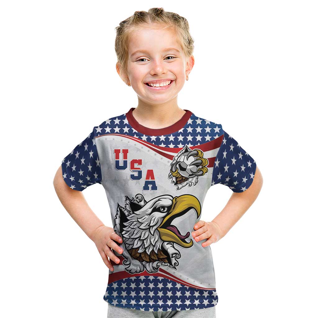 Custom United States Soccer Kid T Shirt USA Eagle Mascot Style