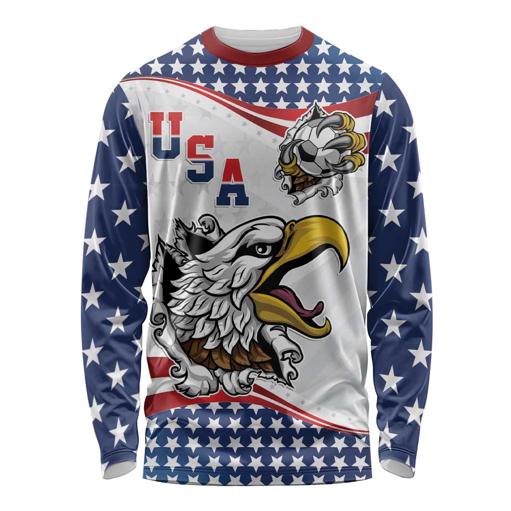 Custom United States Soccer Long Sleeve Shirt USA Eagle Mascot Style