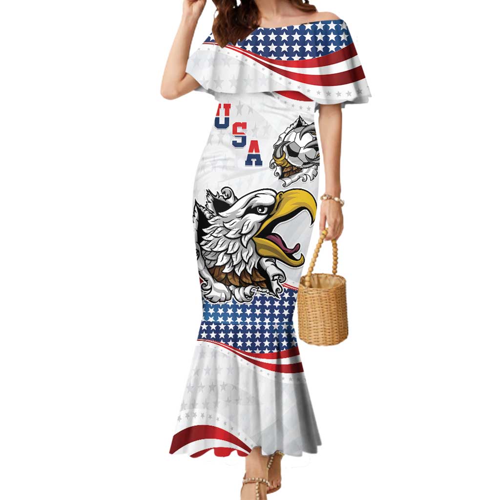 Custom United States Soccer Mermaid Dress USA Eagle Mascot Style