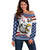 Custom United States Soccer Off Shoulder Sweater USA Eagle Mascot Style