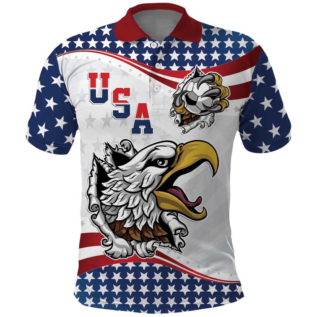 Custom United States Soccer Polo Shirt USA Eagle Mascot Style