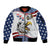 Custom United States Soccer Sleeve Zip Bomber Jacket USA Eagle Mascot Style