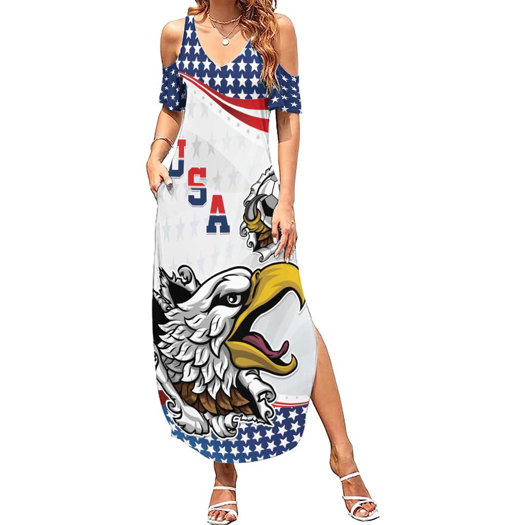 Custom United States Soccer Summer Maxi Dress USA Eagle Mascot Style