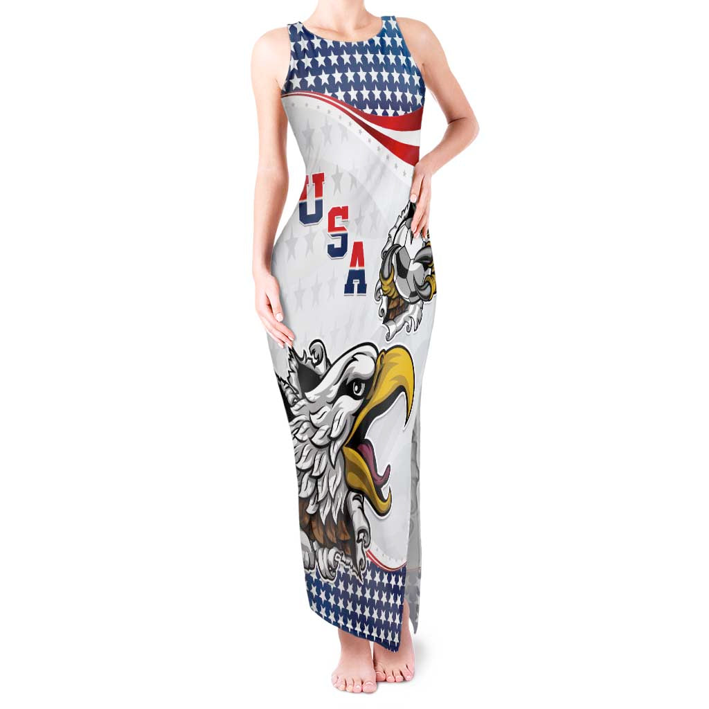 Custom United States Soccer Tank Maxi Dress USA Eagle Mascot Style