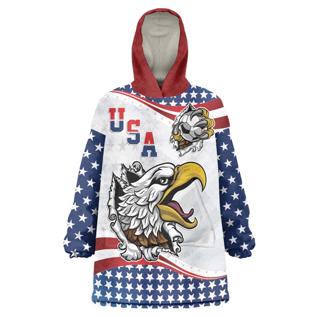 Custom United States Soccer Wearable Blanket Hoodie USA Eagle Mascot Style