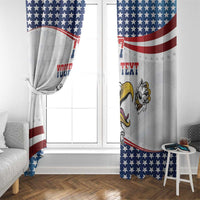 White US eagle window curtain panels with blue star bottoms and red flag stripe accents