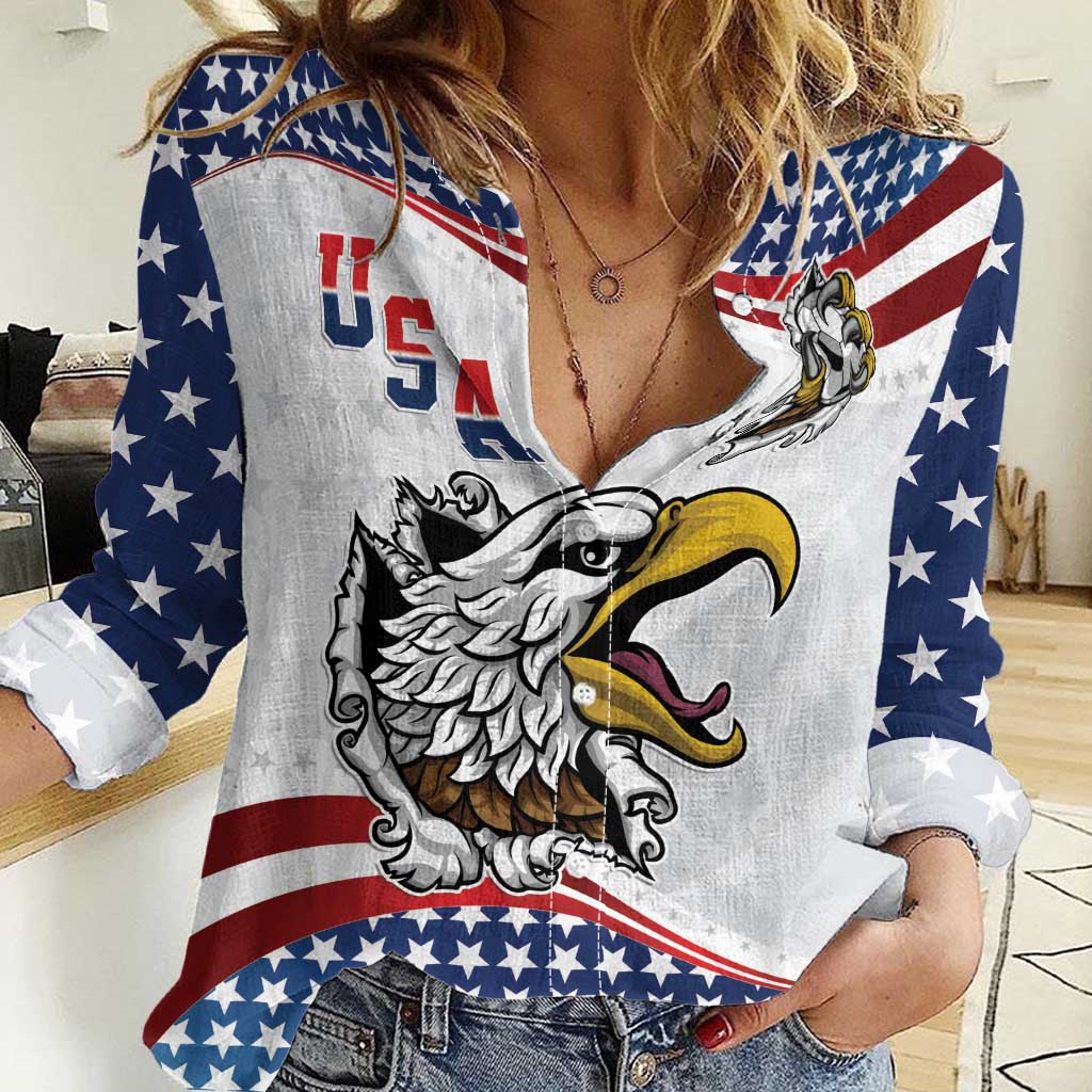 Custom United States Soccer Women Casual Shirt USA Eagle Mascot Style