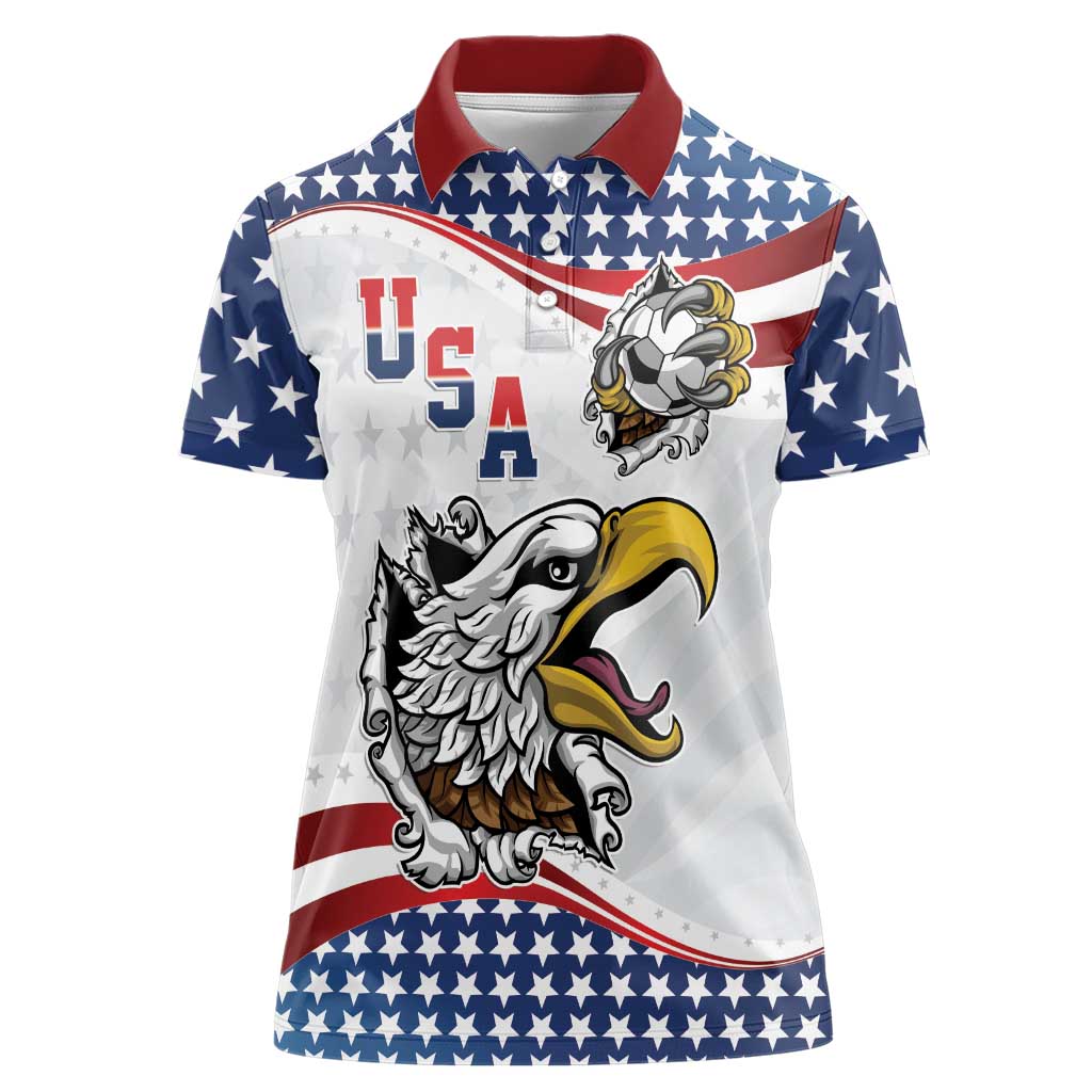 Custom United States Soccer Women Polo Shirt USA Eagle Mascot Style