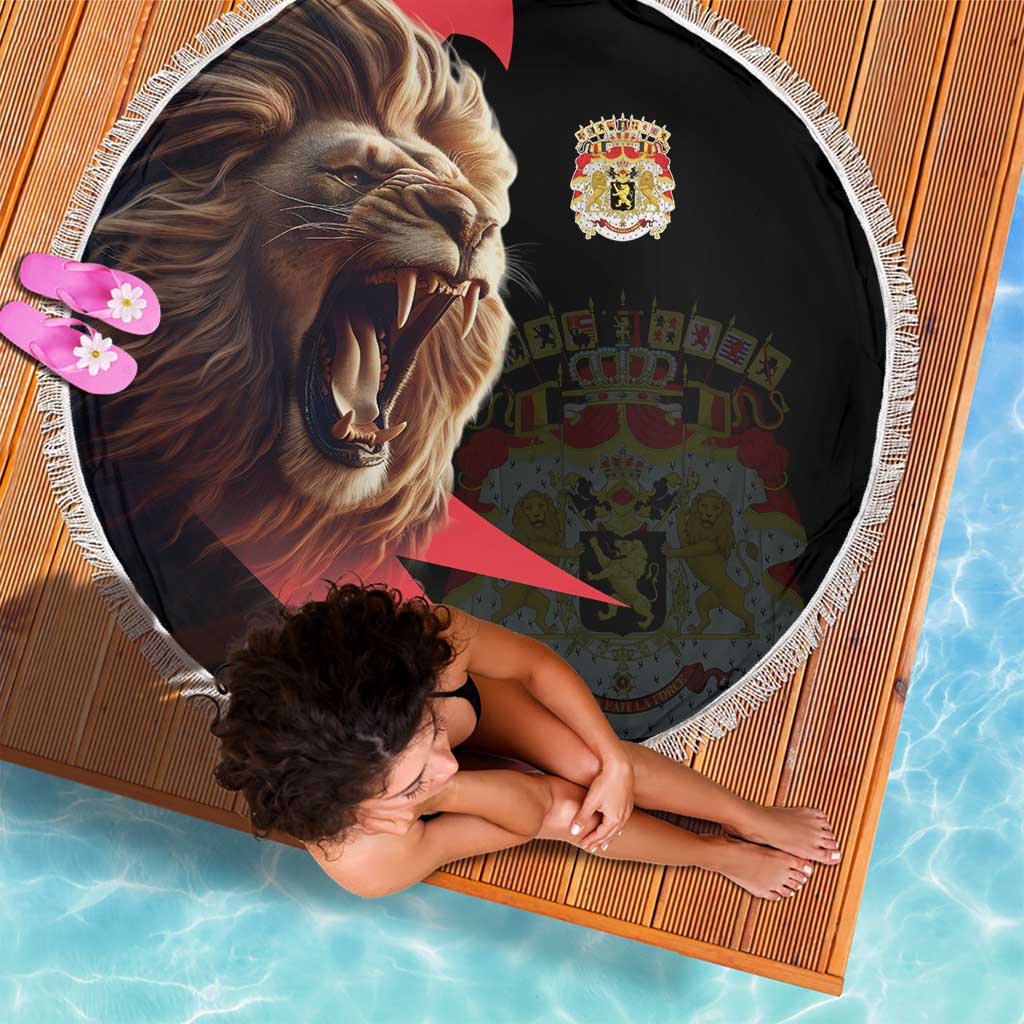 Belgium Coat of Arms Beach Blanket Angry Lion