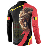 Belgium Coat of Arms Button Sweatshirt Angry Lion