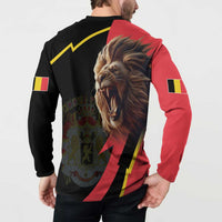 Belgium Coat of Arms Button Sweatshirt Angry Lion