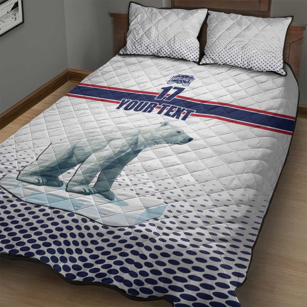 Norway Ice Hockey Custom Quilt Bed Set Norge Polar Bears White Style