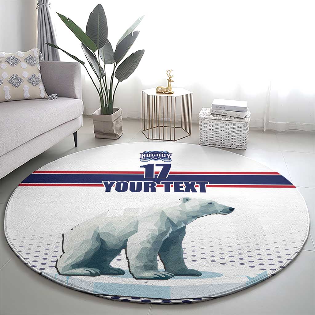 Norway Ice Hockey Custom Round Carpet Norge Polar Bears White Style