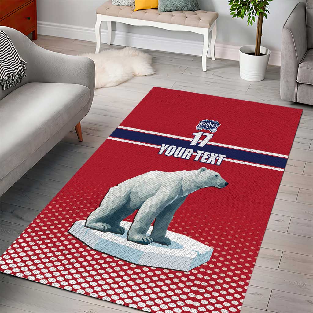 Norway Ice Hockey Custom Area Rug Norge Polar Bears Red Style